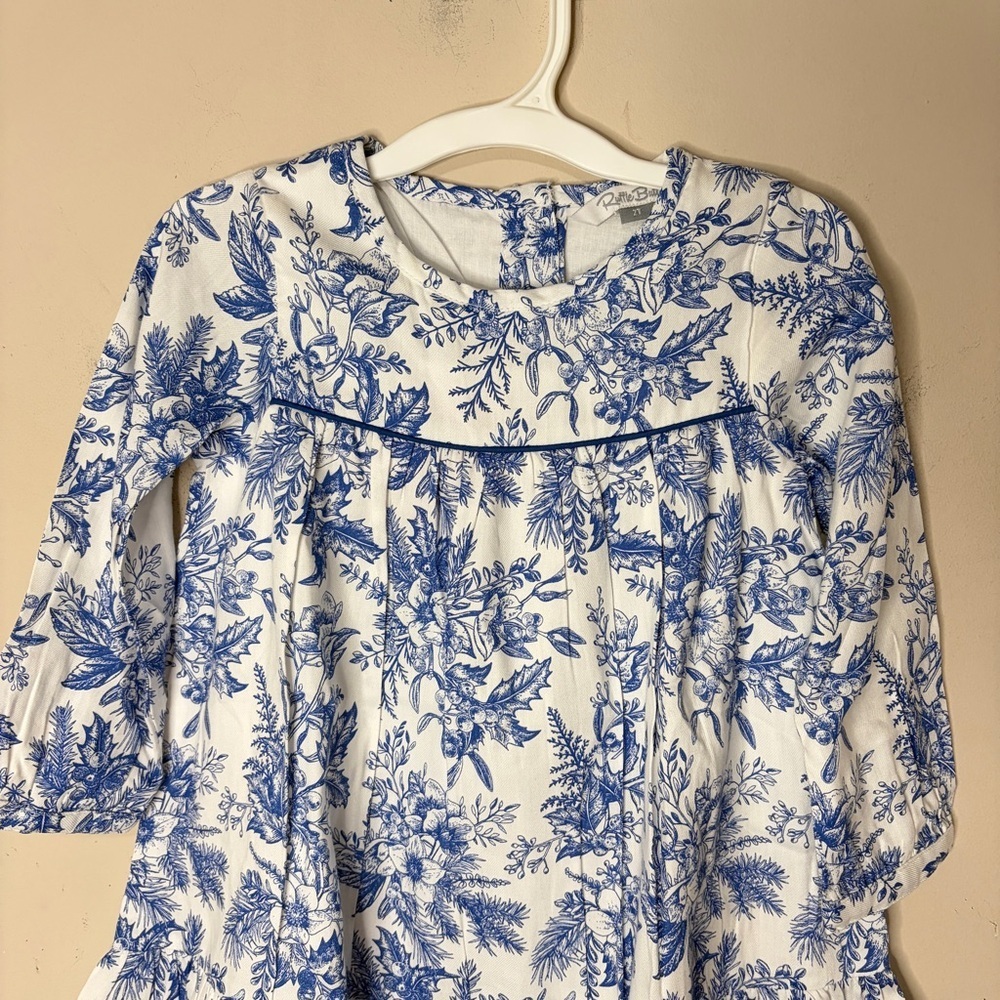 NWT RUFFLE BUTTS Winter Bliss Toile Ruffle Hem Dress, 2T - Picture 3 of 12